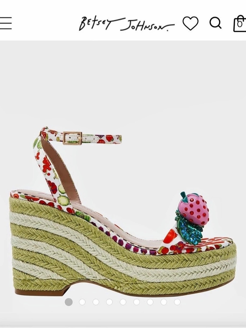 Betsey Johnson Bobbie Fruit Print Espadrille Wedge Sandals